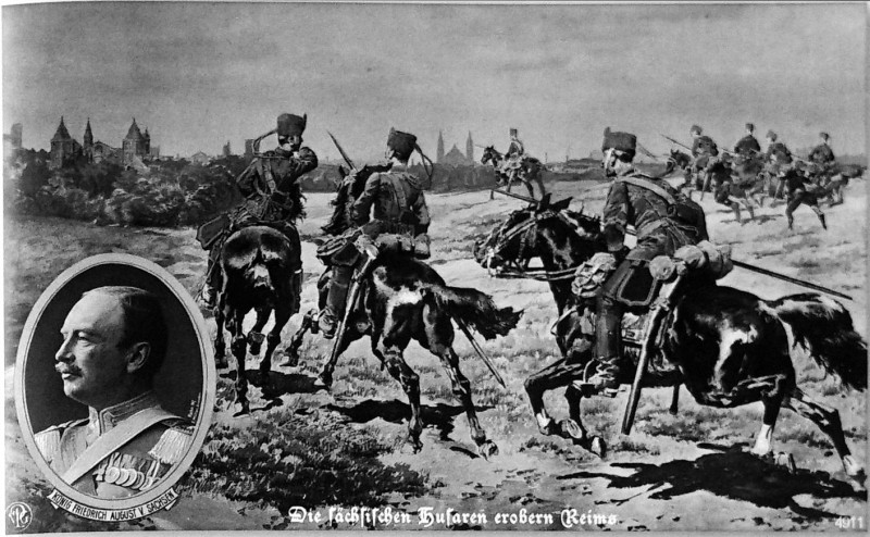 Carte postale ancienne Hussards st remi celliers pommery 05302