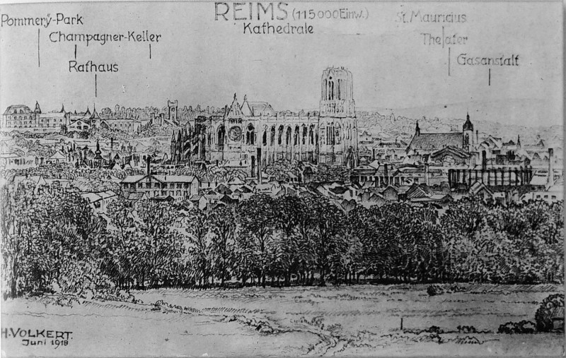 Carte postale ancienne Reims depuis les lignes allemandes nord 5302