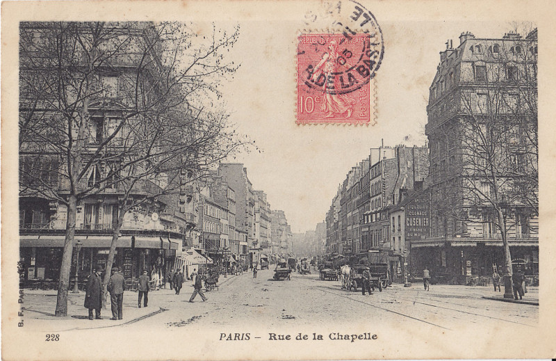 Carte postale ancienne Rue de La Chapelle à Paris 18e