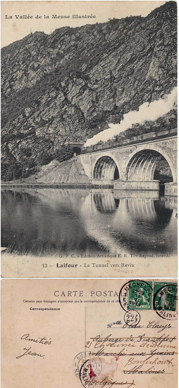Carte postale ancienne La vallée de la Meuse illustrée. 13 — Laifour – Le Tunnel vers Revin v°-r° à Laifour