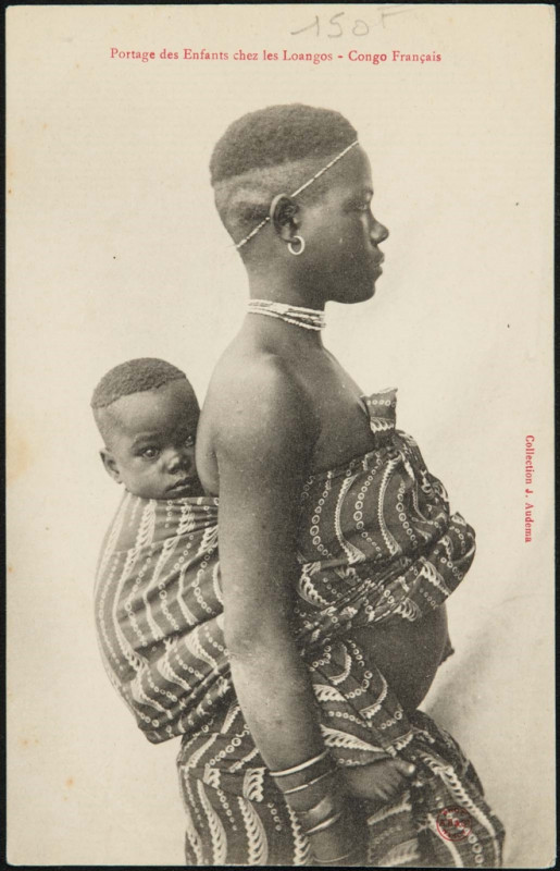 Carte postale ancienne Portage enfants Loango