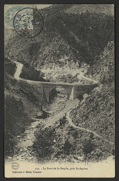 Carte postale ancienne Le Pont de la Boucle, près St-Agrèce 