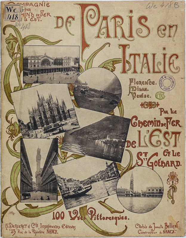 Carte postale ancienne De Paris en Italie par le chemin de fer de l'Est et le Saint-Gothard, 1898