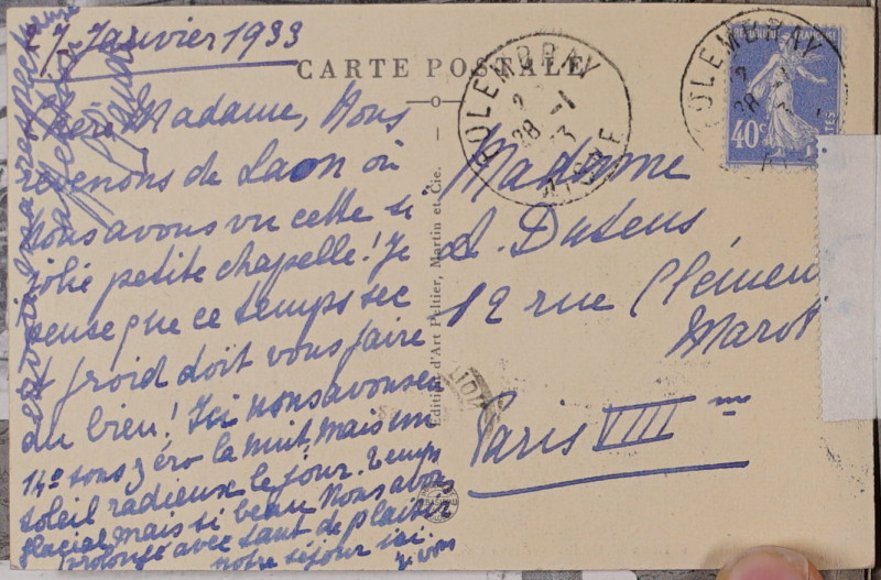 Carte postale ancienne Laon chapelle templiers revers 1005180