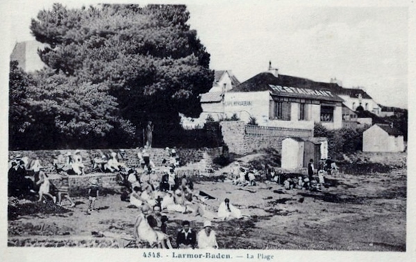 Carte postale ancienne Larmor -Baden Plage 1913