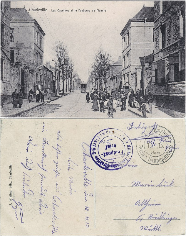 Carte postale ancienne Charleville. — Les Casernes et le Faubourg de Flandre. vº-rº à Charleville-Mézières