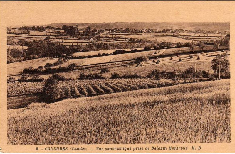 Carte postale ancienne Coudures (Landes) - vue panoramique 2