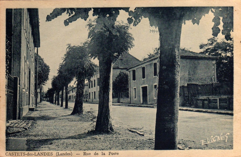 Carte postale ancienne Castets (Landes) - rue de la Poste 1