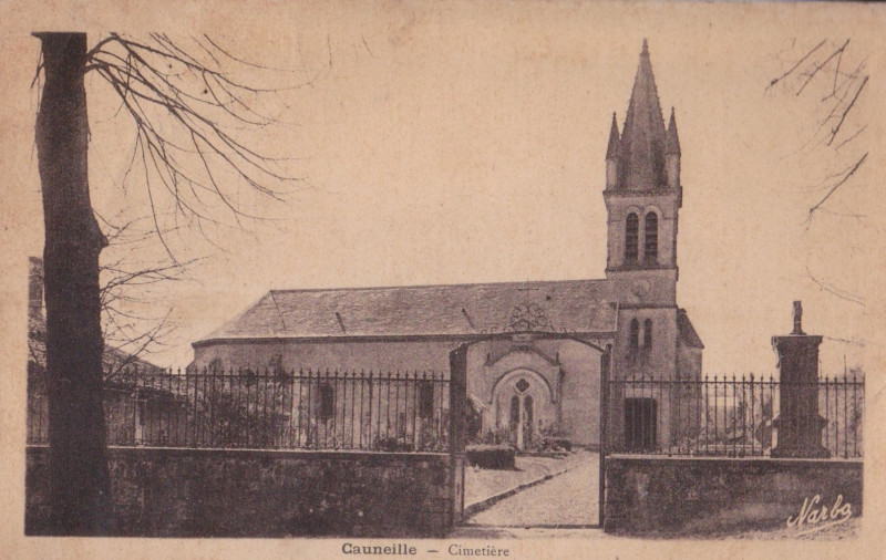 Carte postale ancienne Cauneille (Landes) - Eglise 1