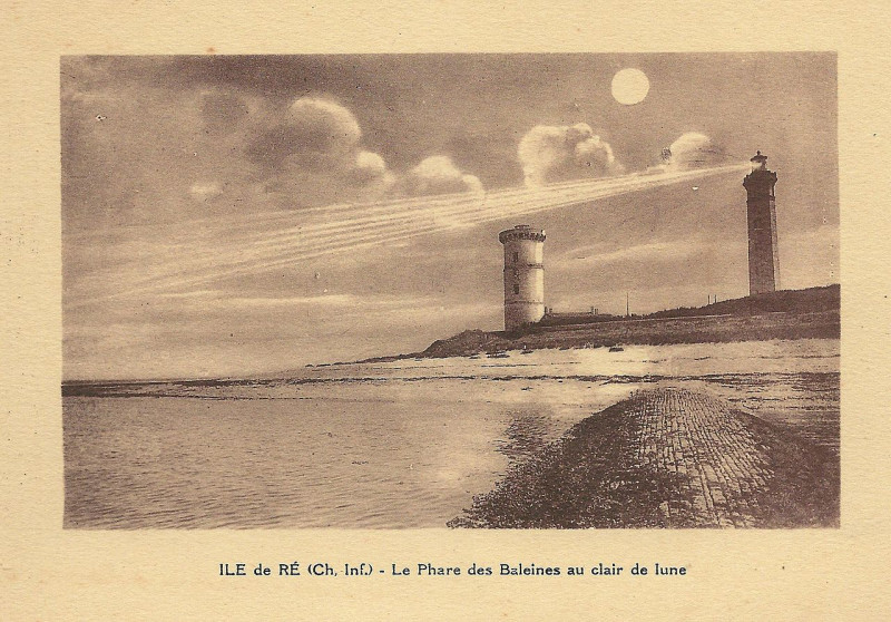 Carte postale ancienne Ile de Ré-Fr-17-phare des Baleines au clair de lune