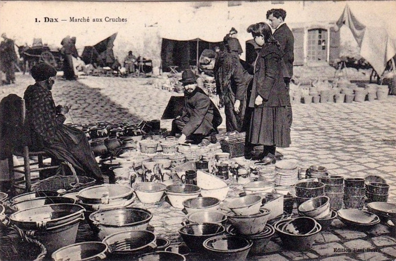 Carte postale ancienne Dax (Landes) - marché aux cruches 1