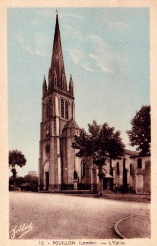 Carte postale ancienne Pouillon (Landes) - Eglise 2