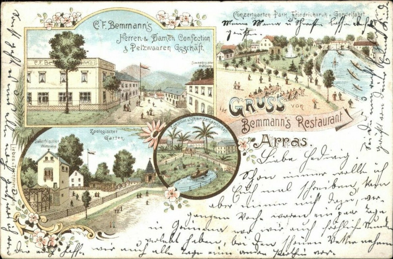 Carte postale ancienne C. F. Bemmann's Herren & Damen Confection & Pelzwaaren Geschäft, Arras, 1899 à Arras