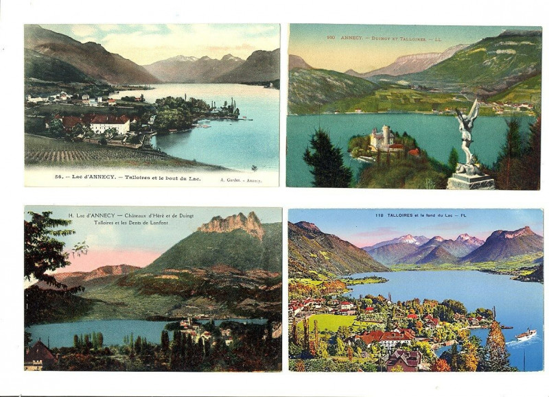 Carte postale ancienne Haute-Savoie lac d'Annecy Lot de 4 cartes à Annecy