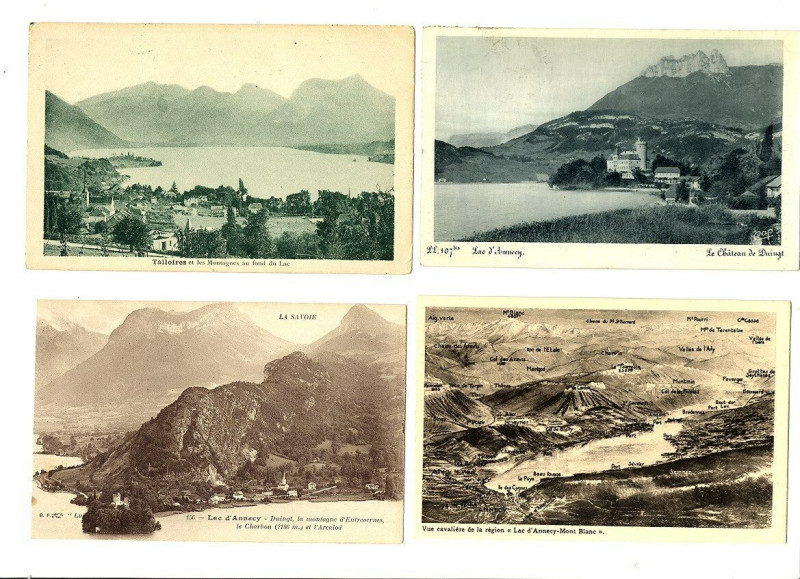 Carte postale ancienne Haute-Savoie lac d'Annecy Lot de 4 cartes à Annecy