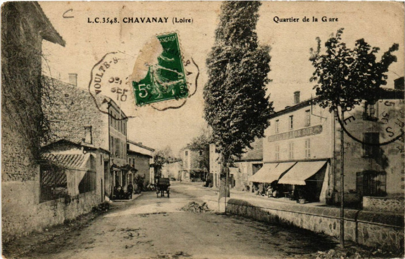 Carte postale ancienne Chavanay - Quartier de la Gare à Chavanay