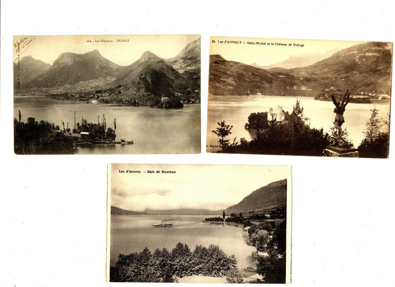Carte postale ancienne Haute-Savoie Lac d'Annecy Lot de 3 cartes à Annecy