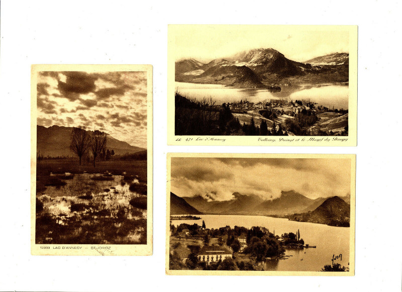 Carte postale ancienne Haute-Savoie Lac d'Annecy Lot de 3 cartes à Annecy