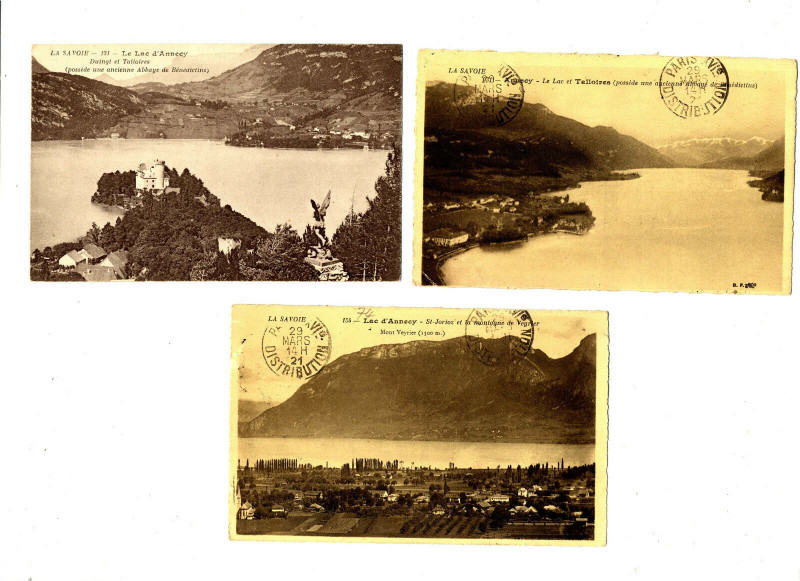 Carte postale ancienne Haute-Savoie Lac d'Annecy Lot de 3 cartes à Annecy