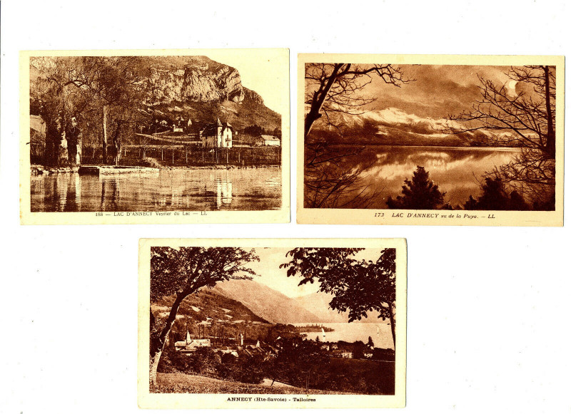 Carte postale ancienne Haute-Savoie Lac d'Annecy Lot de 3 cartes à Annecy