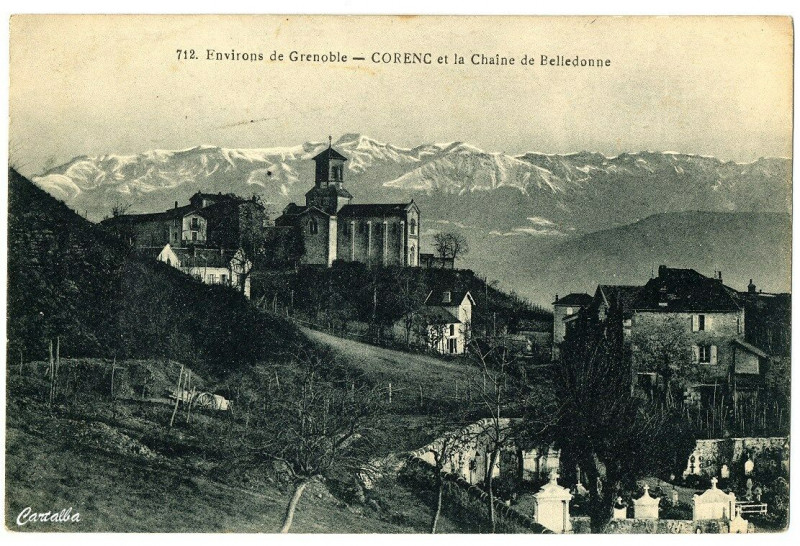 Carte postale ancienne Isère Correnc et la chaîne de Belledonne