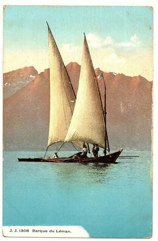 Carte postale ancienne Haute-Savoie Lac Léman Barque