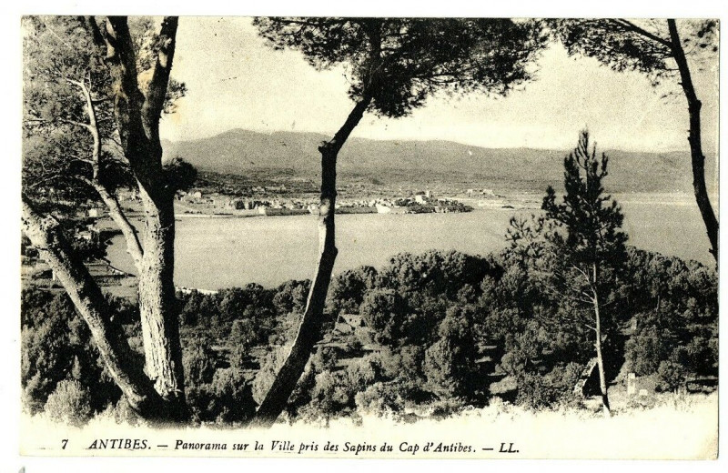 Carte postale ancienne Alpes-Maritimes Antibes Panorama sur la Ville pris du Cap d'Antibes à Antibes