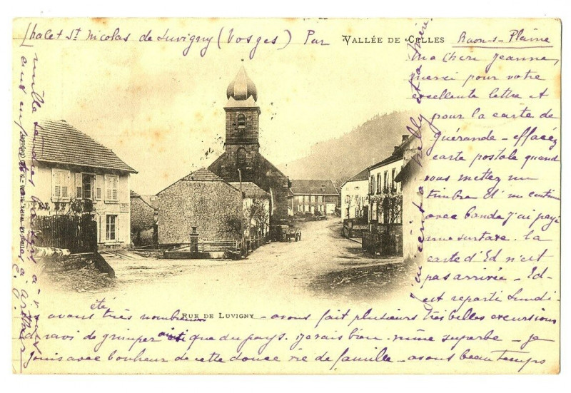Carte postale ancienne Vosges Rue de Luvigny à Luvigny
