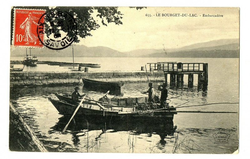 Carte postale ancienne Savoie Lac du Bourget Embarcadère animé bateau