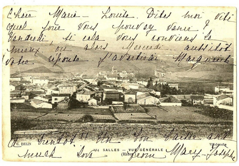 Carte postale ancienne Rhône Salles Vue générale