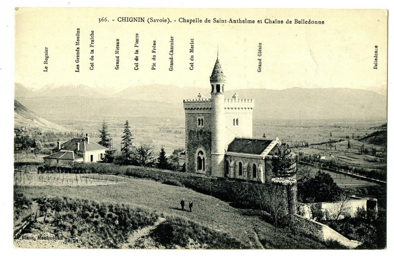 Carte postale ancienne Savoie Cignin Chapelle de Saint-Anthelme et Chaîne de Belledonne