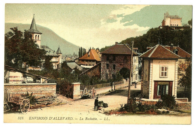Carte postale ancienne Environs d' Allevard-les-Bains La Rochette animé à Allevard