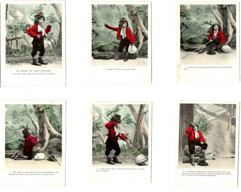 Carte postale ancienne Savoie Folklore Fantaisie Le Voyage du Petit Ramoneur fantasy postcard