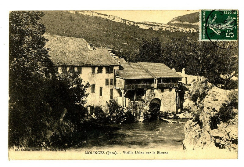 Carte postale ancienne Jura Molinges vieille Usine sur la Bienne