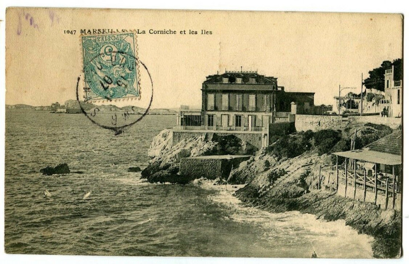Carte postale ancienne Bouche-du-Rhône Marseille La Corniche et les Iles à Marseille