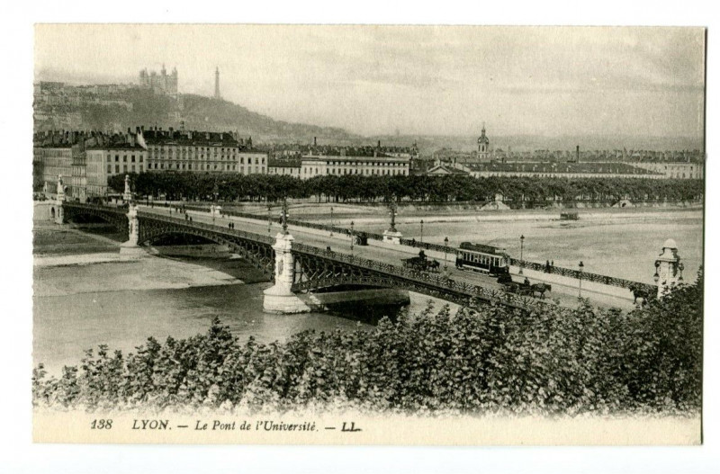 Carte postale ancienne Rhône Lyon Pont de l'Université à Lyon