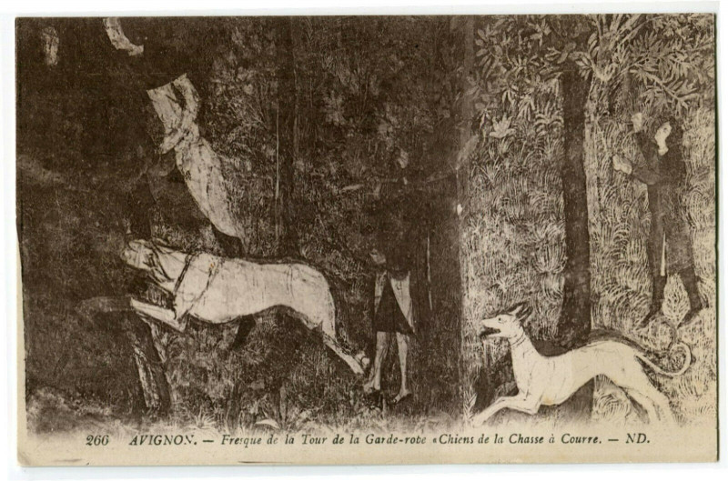 Carte postale ancienne Vaucluse Avignon Fresque de la Tour de la Garde-Robe à Avignon