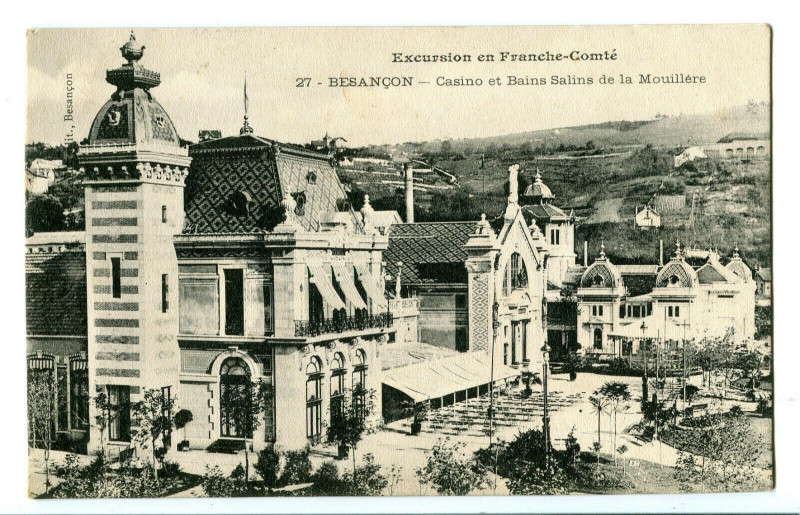 Carte postale ancienne Doubs Besançon Casino et Bains Salins de la Mouillère à Doubs