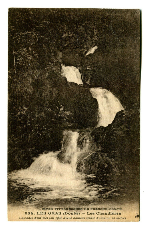 Carte postale ancienne Doubs Les Gras Les Chaudières Cascade à Doubs