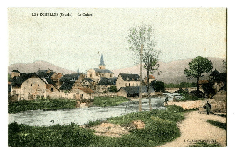 Carte postale ancienne Savoie Les Echelles Le Guiers animé