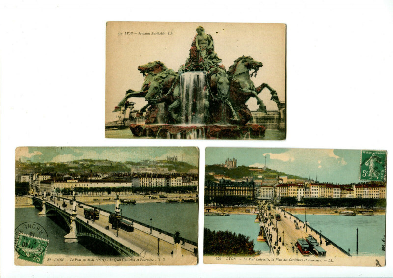 Carte postale ancienne Rhône Lyon lot de 3 Cpa couleurs à Lyon