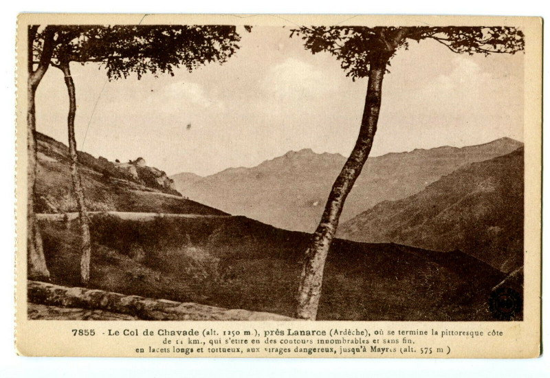 Carte postale ancienne Ardèche environs de Lanarce Le Col de Chavade à Lanarce