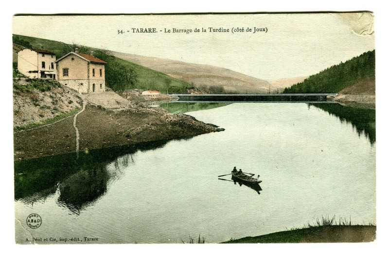 Carte postale ancienne Rhône Tarare Le Barrage de la Turdine animé à Tarare