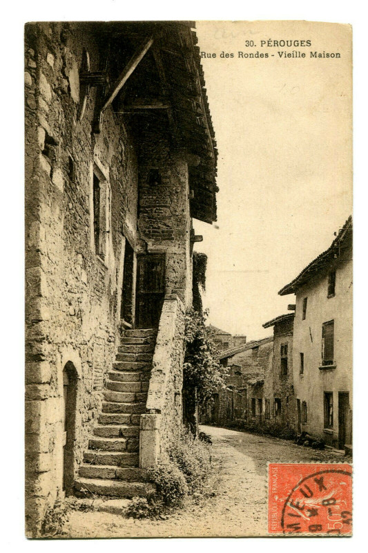 Carte postale ancienne Ain Pérouges Rue des Rondes Vieille maison à Pérouges