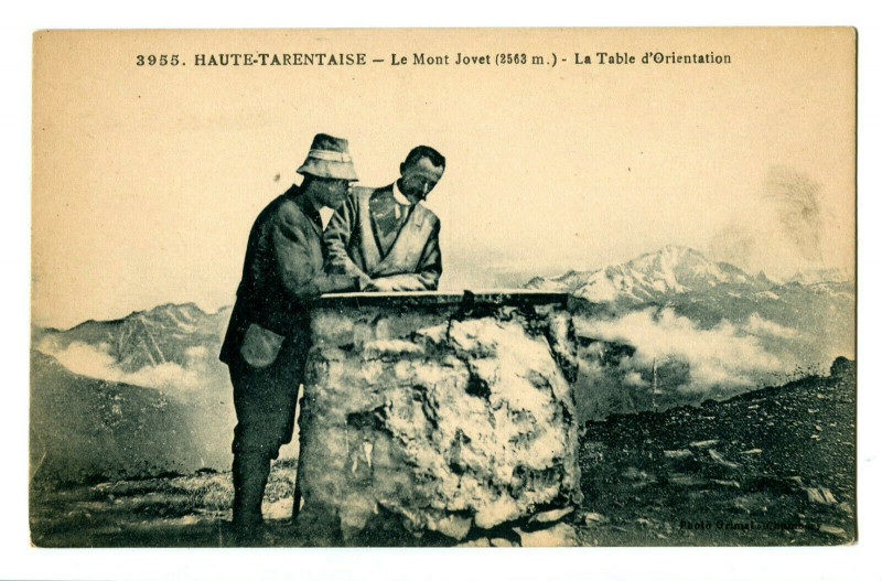 Carte postale ancienne Savoie Haute-Tarentaise Le Mont-Jovet Table d' Orientation animé