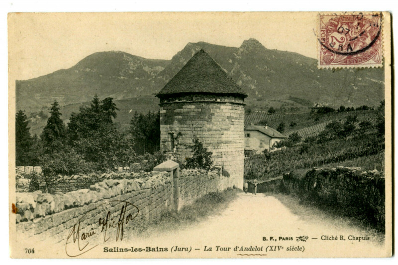 Carte postale ancienne Jura Salins-les-Bains La Tour d'Andelot à Salins-les-Bains