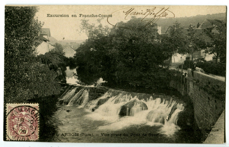 Carte postale ancienne Jura Arbois Vue prise du Pont de Grézin à Arbois