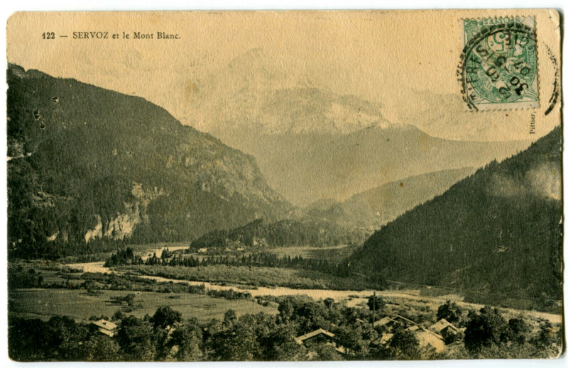 Carte postale ancienne Haute-Savoie Servoz et le Mont-Blanc à Servoz