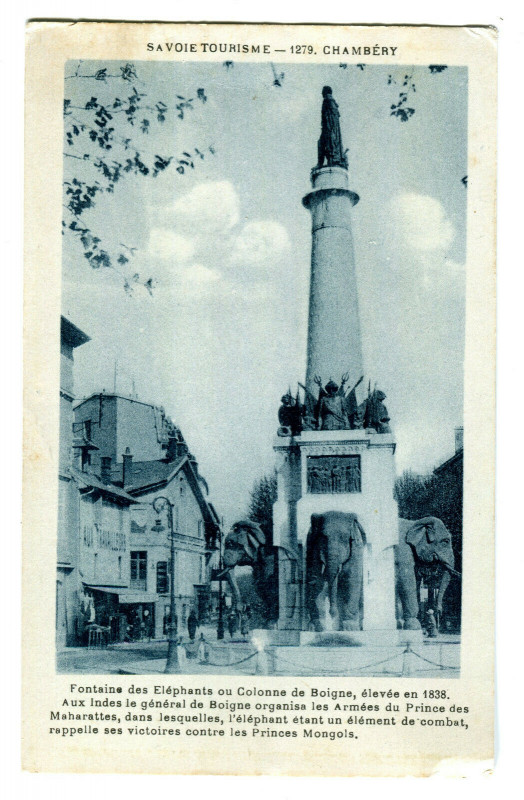 Carte postale ancienne Savoie Chambéry Fontaine des Eléphants à Chambéry