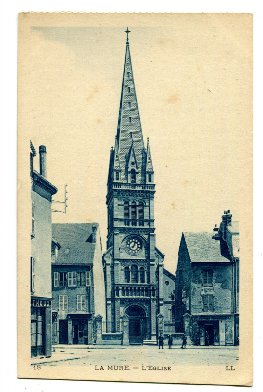 Carte postale ancienne Isère La Mure L'Eglise animé à La Mure